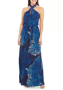 michael michael kors reef twist-front halter knit maxi dress|MICHAEL Michael Kors Rib.